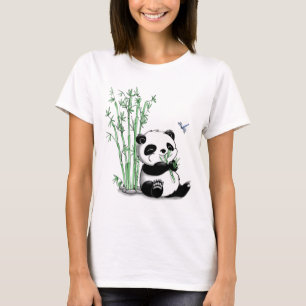 Panda som äter bambu t-shirt