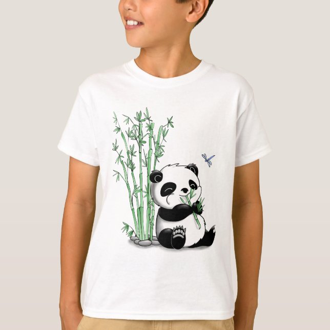 Panda som äter bambu tee shirt (Framsida)