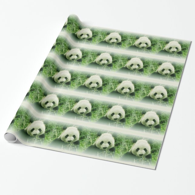 Panda som äter blad julpapper (Utrullad)