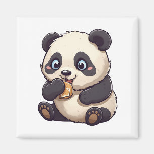 Panda som äter en kaka magnet