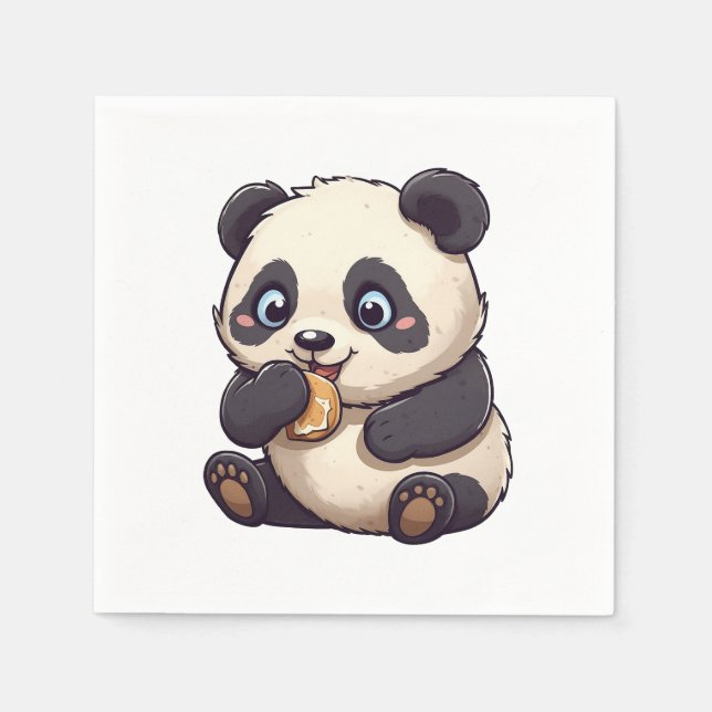 Panda som äter en kaka pappersservett (Framsidan)