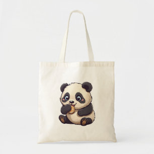 Panda som äter en kaka tygkasse