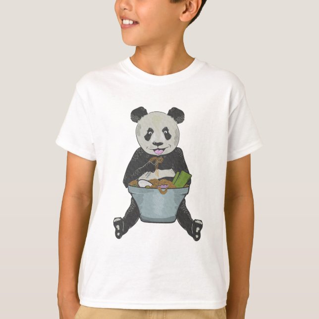 Panda som äter en noodlskål t shirt (Framsida)
