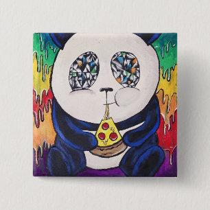 Panda som äter Pizza Knapp