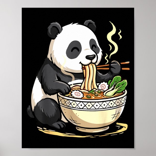 Panda som äter roliga Ramen nudlar  Poster (Framsidan)