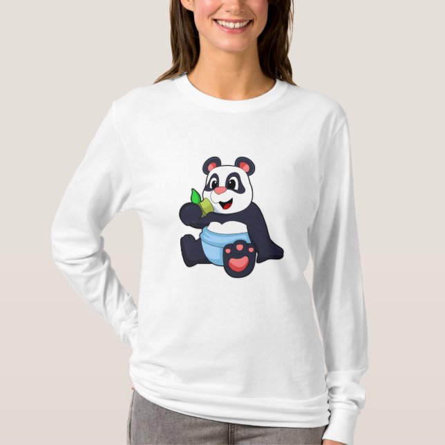 Panda som Baby med Bambus T Shirt (Framsida)