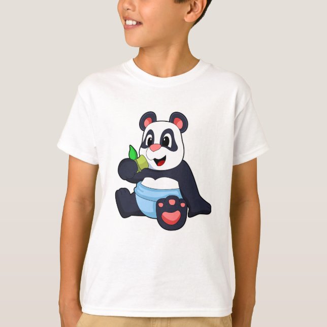 Panda som Baby med Bambus T Shirt (Framsida)