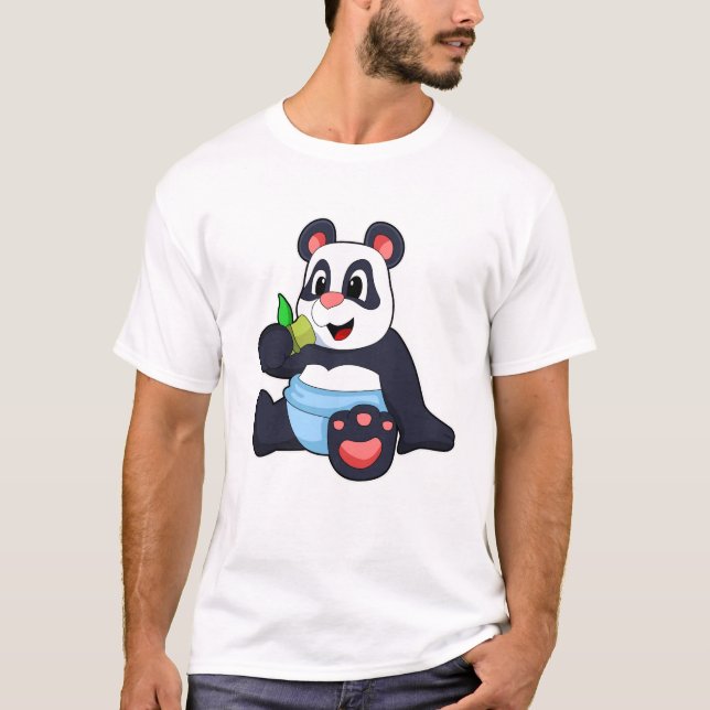 Panda som Baby med Bambus T Shirt (Framsida)