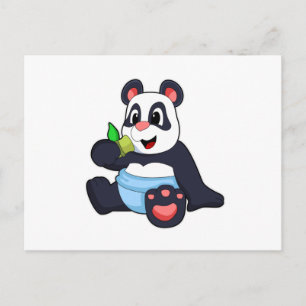 Panda som bebis med bambus vykort