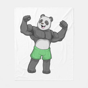 Panda som Bodybyggare i Bodybuilding Fleecefilt