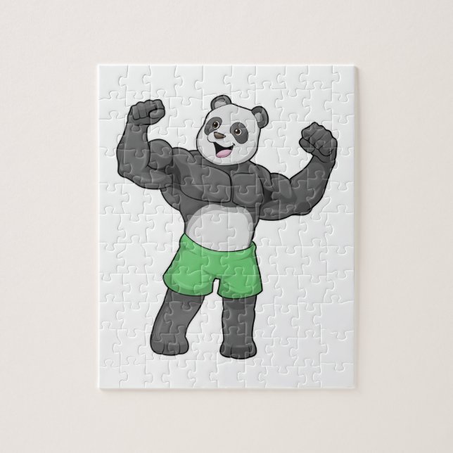 Panda som Bodybyggare i Bodybuilding Pussel (Vertikal)