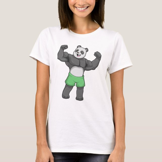 Panda som Bodybyggare i Bodybuilding T Shirt (Framsida)