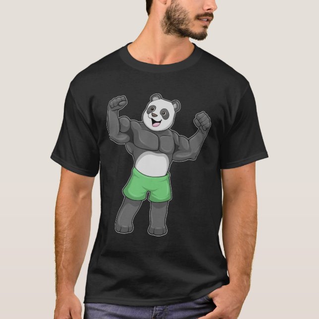 Panda som Bodybyggare i Bodybuilding T Shirt (Framsida)