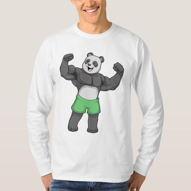 Panda som Bodybyggare i Bodybuilding T Shirt (Framsida)