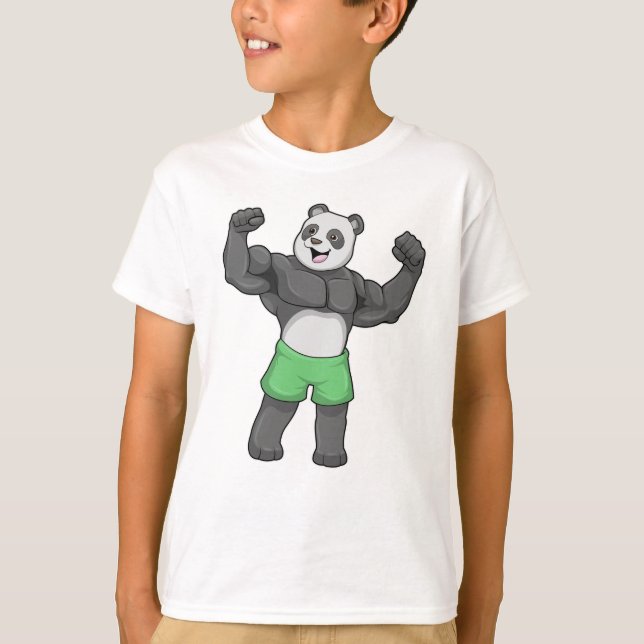 Panda som Bodybyggare i Bodybuilding T Shirt (Framsida)