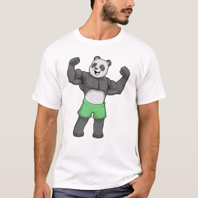 Panda som Bodybyggare i Bodybuilding T Shirt (Framsida)