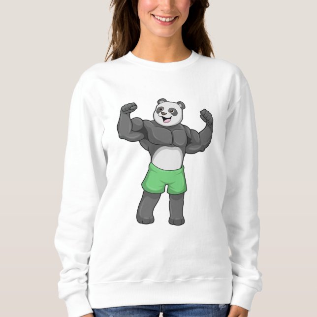 Panda som Bodybyggare i Bodybuilding T Shirt (Framsida)