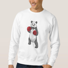 Panda som boxare med boxhandskar lång ärmad tröja