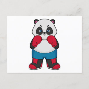 Panda som boxare med boxhandskar vykort