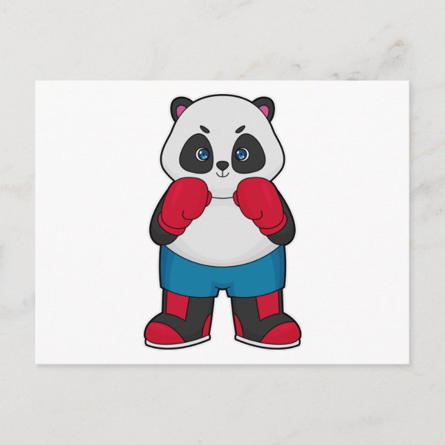 Panda som boxare med boxhandskar vykort (Framsida)