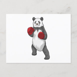 Panda som boxare med boxhandskar vykort