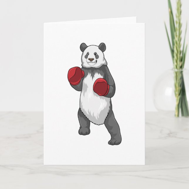 Panda som boxare med boxningshandskor kort (Framsida)