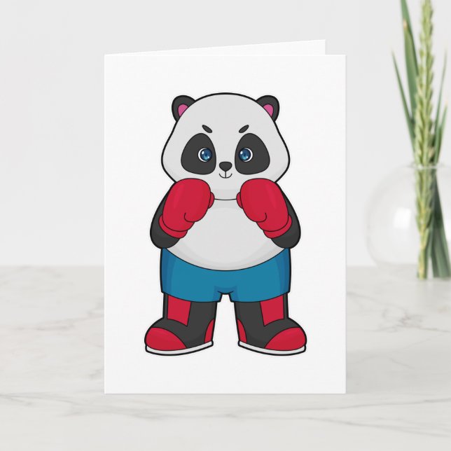 Panda som boxare med boxningshandskor kort (Framsida)