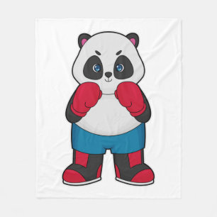 Panda som Boxer med Boxinghandskar Fleecefilt