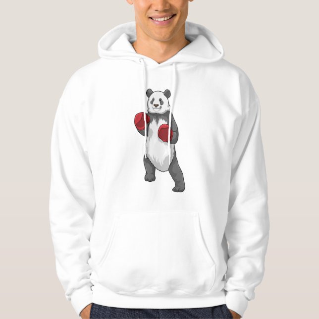 Panda som Boxer med Boxinghandskar Hoodie (Framsida)