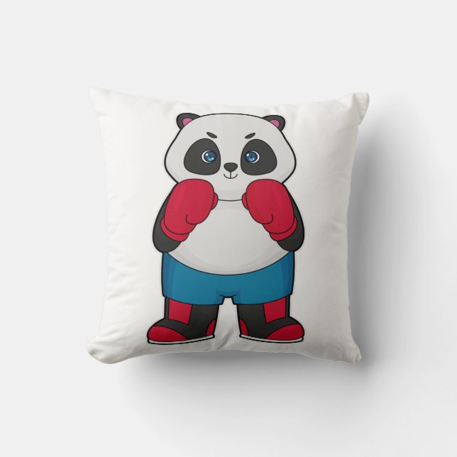 Panda som Boxer med Boxinghandskar Kudde (Framsida)