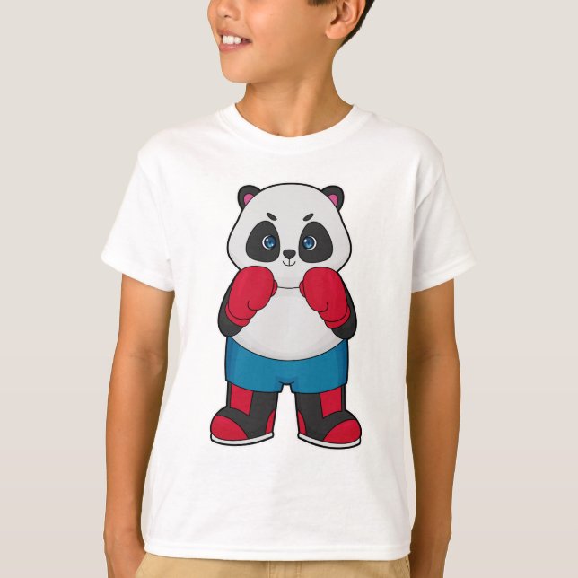 Panda som Boxer med Boxinghandskar T Shirt (Framsida)