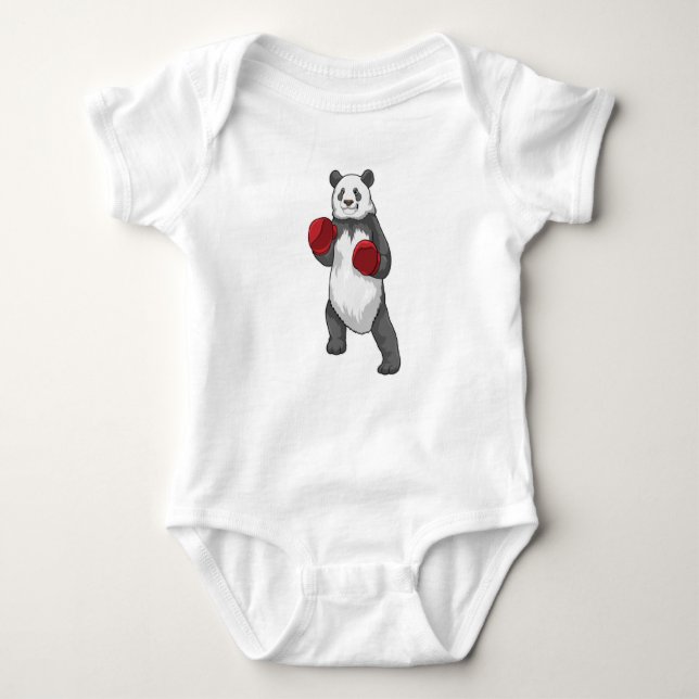 Panda som Boxer med Boxinghandskar T Shirt (Framsida)