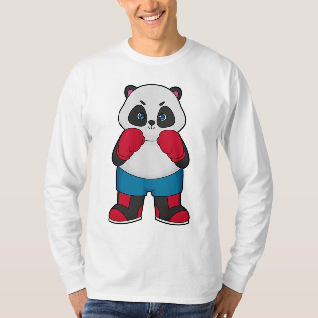 Panda som Boxer med Boxinghandskar T Shirt (Framsida)