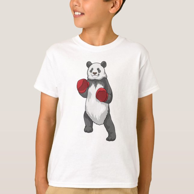 Panda som Boxer med Boxinghandskar T Shirt (Framsida)