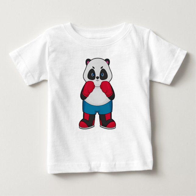Panda som Boxer med Boxinghandskar T Shirt (Framsida)