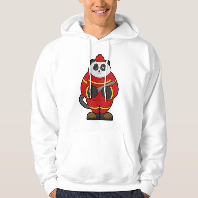 Panda som brandman med Hose Hoodie (Framsida)