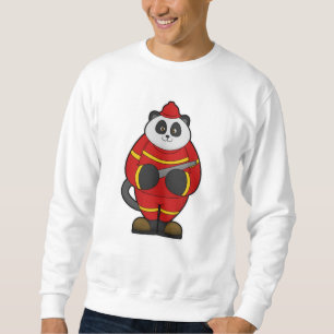 Panda som brandman med Hose Lång Ärmad Tröja