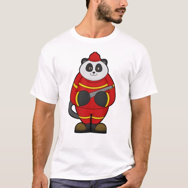 Panda som brandman med Hose T Shirt (Framsida)
