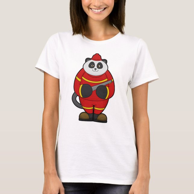 Panda som brandman med Hose T Shirt (Framsida)
