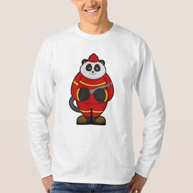 Panda som brandman med Hose T Shirt (Framsida)