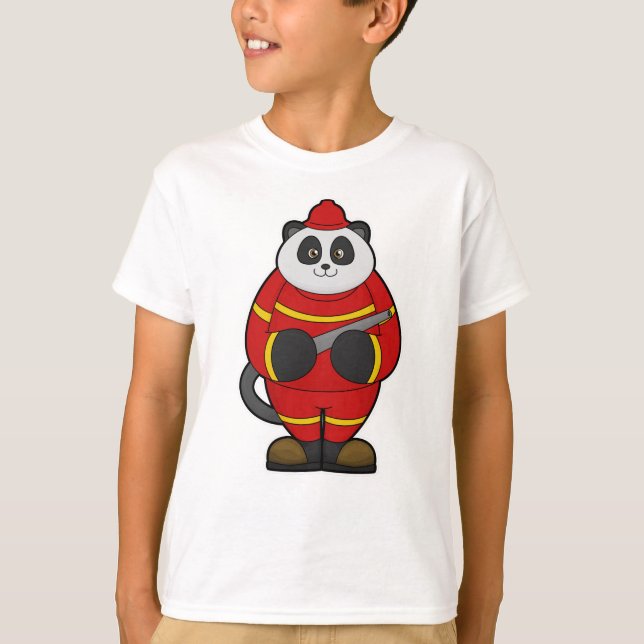 Panda som brandman med Hose T Shirt (Framsida)