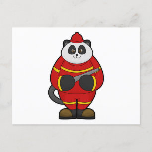 Panda som brandman med slang vykort