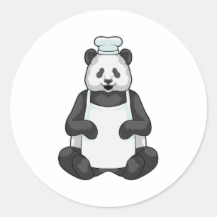 Panda som Chef med kokning Runt Klistermärke