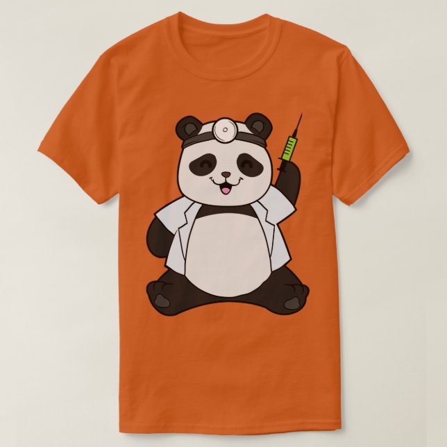 Panda som doktor med spruta t shirt (Design framsida)