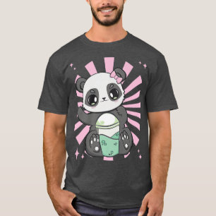 Panda som dricker svart Mjölk-tea och klumpbjörn f T Shirt