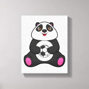 Panda som fotbollsspelare med fotboll canvastryck