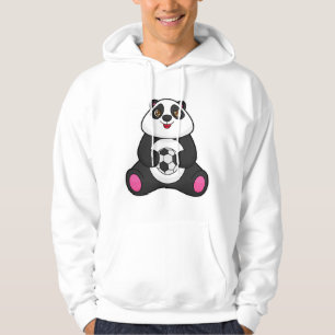 Panda som fotbollsspelare med fotboll hoodie