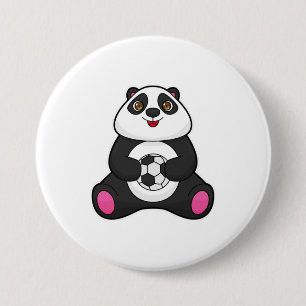 Panda som fotbollsspelare med fotboll knapp
