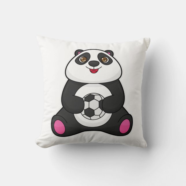 Panda som fotbollsspelare med fotboll kudde (Framsida)