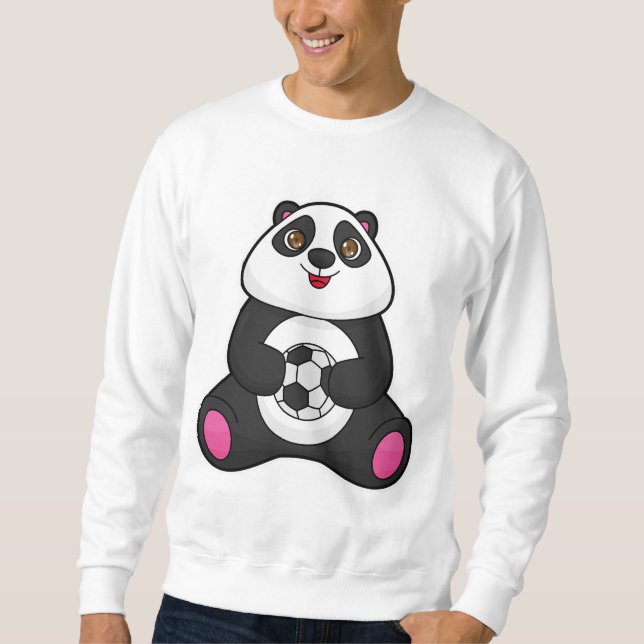 Panda som fotbollsspelare med fotboll lång ärmad tröja (Framsida)